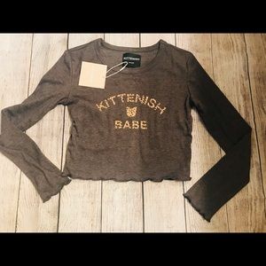 Kittenish Babe Long Sleep Crop Top